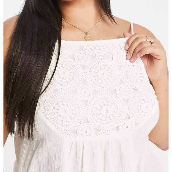 Asos Design Tops - ASOS DESIGN Curve Crochet Mix Sun Tank Top | Sz 12, Cream    N1